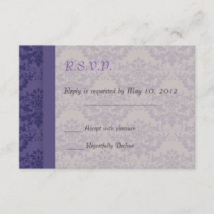 Tarjeta De Confirmación De Asistencia Boda real morada Damasco