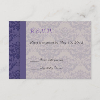 Tarjeta De Confirmación De Asistencia Boda real morada Damasco