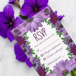Tarjeta De Confirmación De Asistencia Boda Regal Purple Floral
