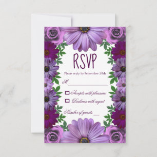 Tarjeta De Confirmación De Asistencia Boda Regal Purple Floral