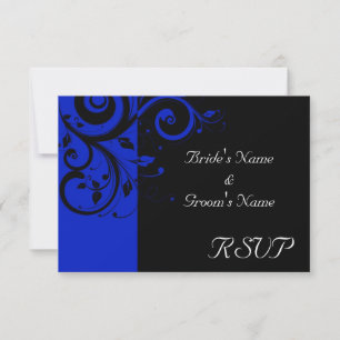 Tarjeta De Confirmación De Asistencia Boda Remolino Inverso Negro/Azul Real