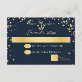 Tarjeta De Confirmación De Asistencia Boda Resplandeciente Cielo Estrellado Náutico Resp