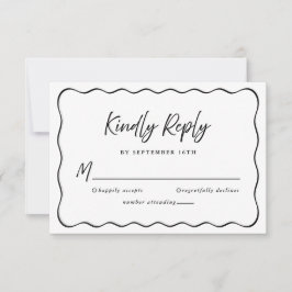 Tarjeta De Confirmación De Asistencia Boda Responder Amablemente Moderno Manuscrito Negr