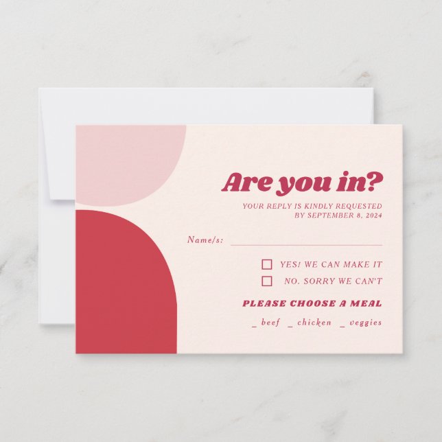 Tarjeta De Confirmación De Asistencia Boda Retro Bold Pink Red Arch (Anverso)