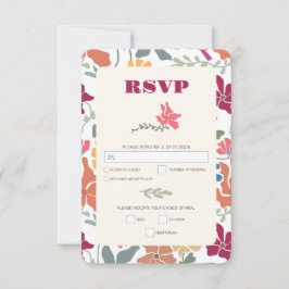 Tarjeta De Confirmación De Asistencia Boda Retro de Época Media Floral Boho Chic