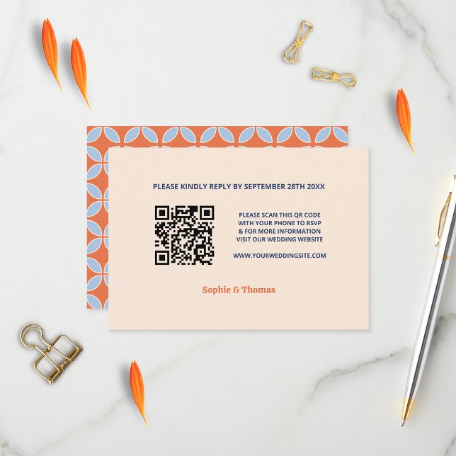 Tarjeta De Confirmación De Asistencia Boda retro de mediados del siglo (Subido por el creador)