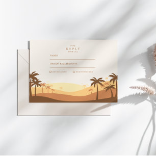 Tarjeta De Confirmación De Asistencia Boda Retro Desert Sunset