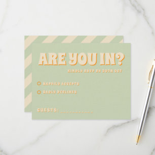 Tarjeta De Confirmación De Asistencia Boda Retro Groovy Colorful Wavy Boho