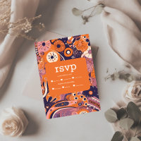 Boda retro naranja rubor rosa púrpura groovy