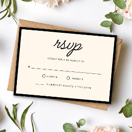 Tarjeta De Confirmación De Asistencia Boda Retro Negro y Marfil