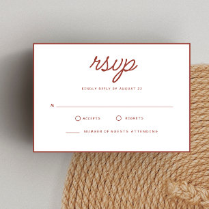 Tarjeta De Confirmación De Asistencia Boda Retro Rojo y Blanco