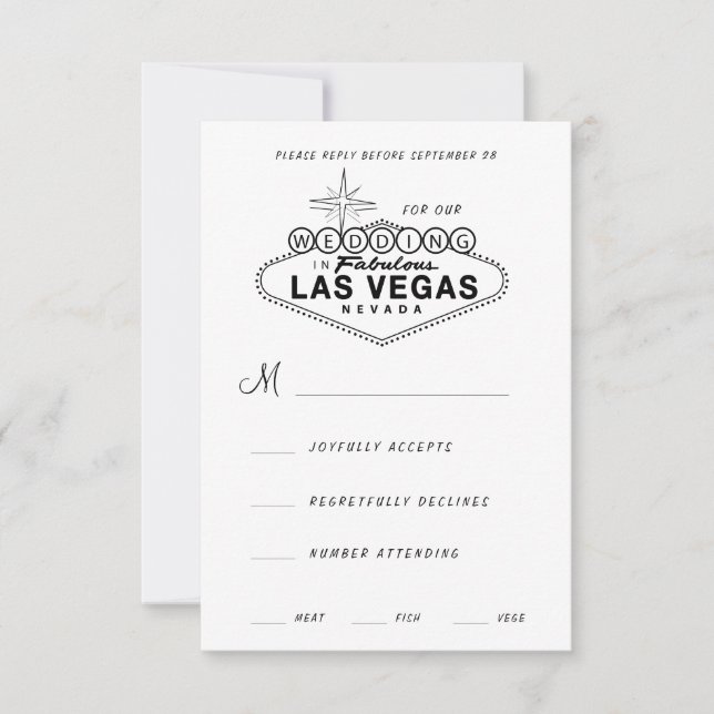 Tarjeta De Confirmación De Asistencia Boda retro Rótulo de Las Vegas (Anverso)
