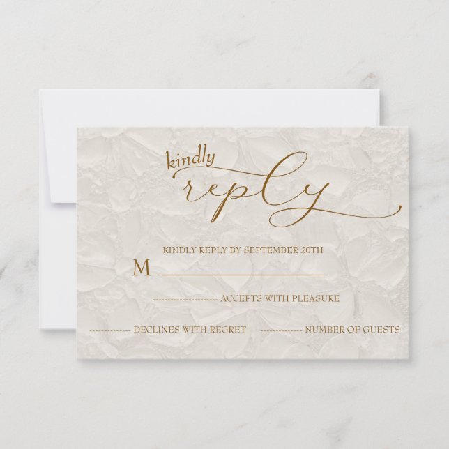 Tarjeta De Confirmación De Asistencia Boda retro simple beige (Anverso)