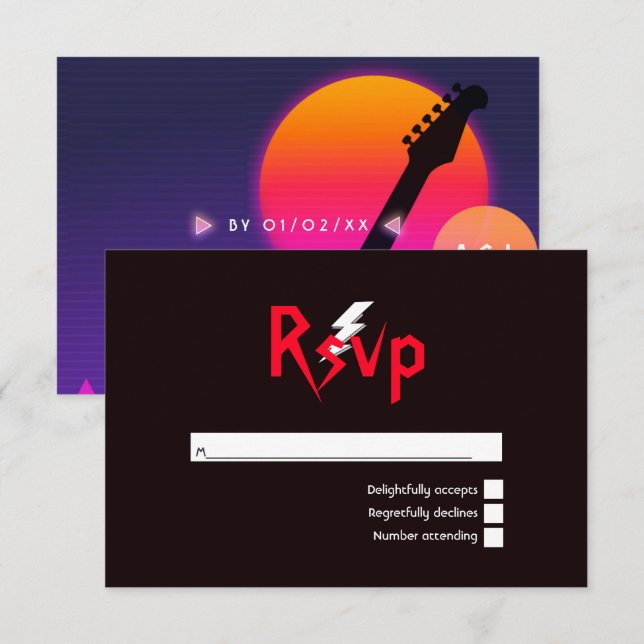 Tarjeta De Confirmación De Asistencia Boda Rock and Roll (Anverso / Reverso)