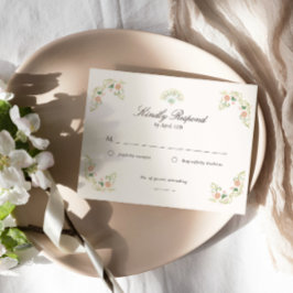 Tarjeta De Confirmación De Asistencia Boda Rococó Floral Acuarela Elegante