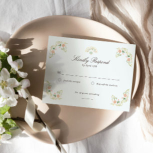 Tarjeta De Confirmación De Asistencia Boda Rococó Floral Acuarela Elegante