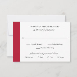 Tarjeta De Confirmación De Asistencia Boda rojo negro elegante formal minimalista
