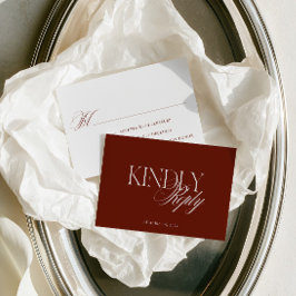 Tarjeta De Confirmación De Asistencia Boda Rojo Terracota Profundo Editorial Moderno
