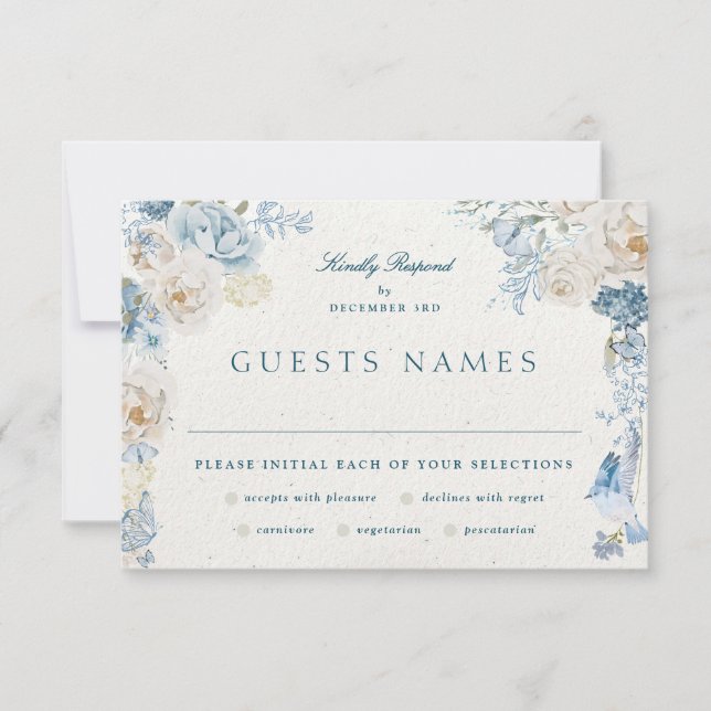 Tarjeta De Confirmación De Asistencia Boda Romantic Cotswolds Winter Florals (Anverso)