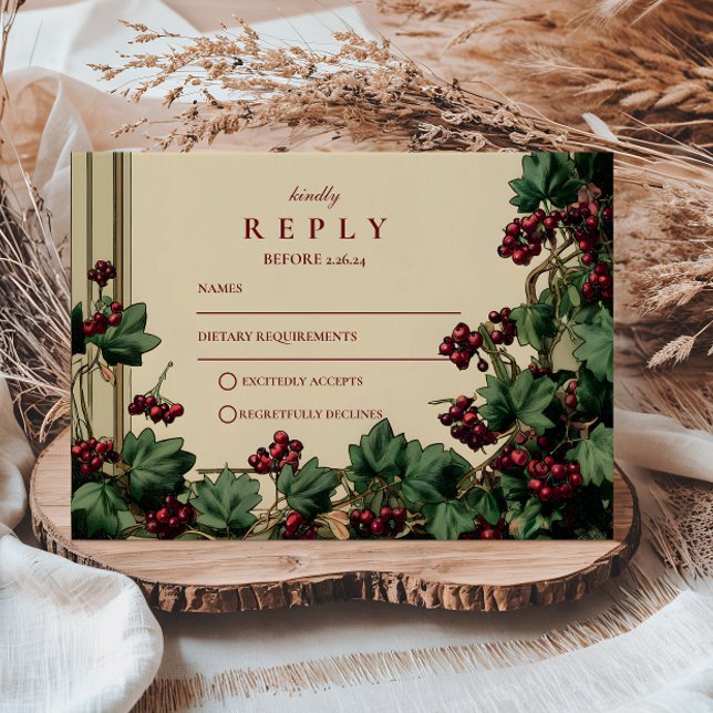 Tarjeta De Confirmación De Asistencia Boda Romantic Ivy y y Berry (Subido por el creador)