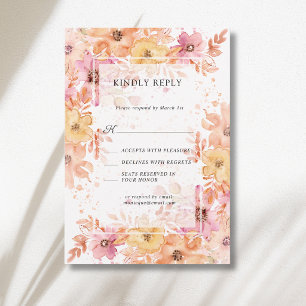 Tarjeta De Confirmación De Asistencia Boda Romántica Botánica Jardín Floral Pastel