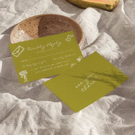 Tarjeta De Confirmación De Asistencia Boda Romántica Caprichosa Verde Dibujada a Mano