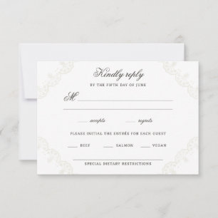 Tarjeta De Confirmación De Asistencia Boda Romántica con Borde de Encaje Vintage