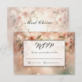 Tarjeta De Confirmación De Asistencia Boda Romántica con Flor de Cerezo Rosada