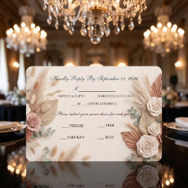 Tarjeta De Confirmación De Asistencia Boda Romántica con Tono Rosa y Salvia