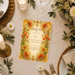 Tarjeta De Confirmación De Asistencia Boda romántica de arte botánico modernista radiant