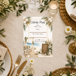 Tarjeta De Confirmación De Asistencia Boda Romántica de Boho Costero Elegante