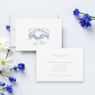 Tarjeta De Confirmación De Asistencia Boda Romántica de Cisnes Rústicos Vintage Respuest