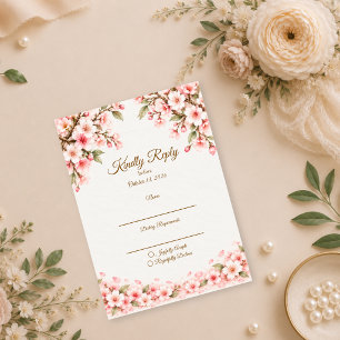 Tarjeta De Confirmación De Asistencia Boda Romántica de Flor de Cerezo