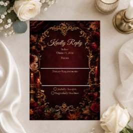 Tarjeta De Confirmación De Asistencia Boda Romántica de Otoño Gótico