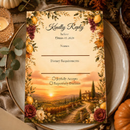 Tarjeta De Confirmación De Asistencia Boda Romántica de Otoño Rústico Toscano