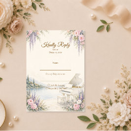 Tarjeta De Confirmación De Asistencia Boda Romántica de Piano junto al Lago Lujoso