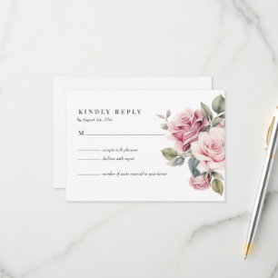 Tarjeta De Confirmación De Asistencia Boda Romántica Elegante Chic Moderna Rosa