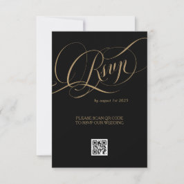 Tarjeta De Confirmación De Asistencia Boda Romántica Elegante de Oro Negro
