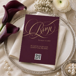 Tarjeta De Confirmación De Asistencia Boda Romántica Elegante Oro Rojo Vino
