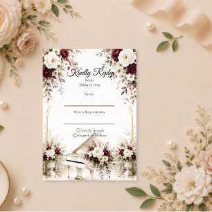 Tarjeta De Confirmación De Asistencia Boda Romántica en el Jardín de Piano Lujoso