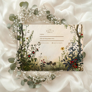 Tarjeta De Confirmación De Asistencia Boda romántica en jardín silvestre