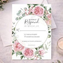Boda Romántica Floral Acuarela Rosa Rosado