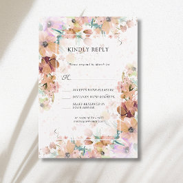 Tarjeta De Confirmación De Asistencia Boda Romántica Floral Botánica Tonos Terrosos