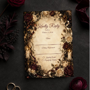 Tarjeta De Confirmación De Asistencia Boda Romántica Gótica de Rosa