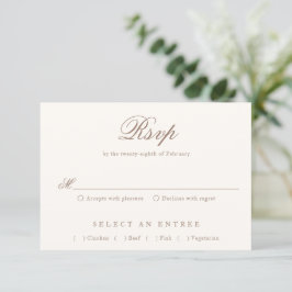 Tarjeta De Confirmación De Asistencia Boda Romántica Marrón Elegante