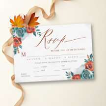 Boda Romántica Otoño Teal Naranja Comida