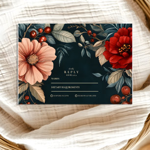 Tarjeta De Confirmación De Asistencia Boda Romántica Victoriana Oscura