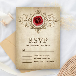 Tarjeta De Confirmación De Asistencia Boda Romántica Vintage con Rosas Floreadas
