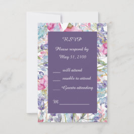 Tarjeta De Confirmación De Asistencia boda romántica y colorida de flores silvestres RSV