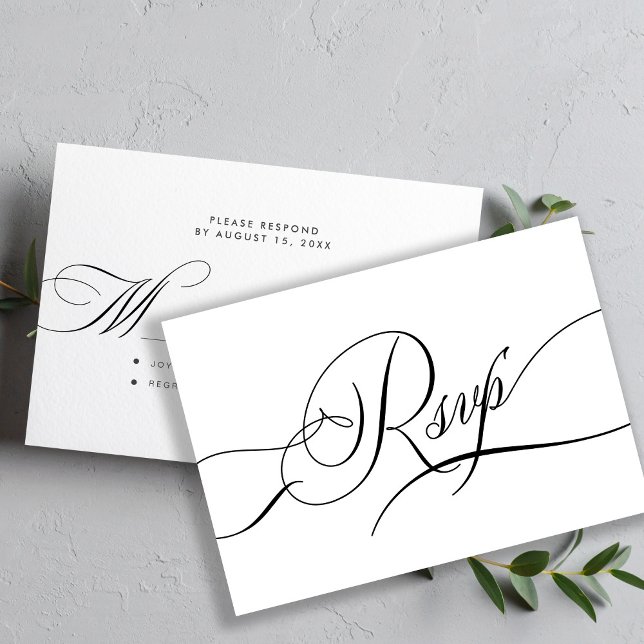 Tarjeta De Confirmación De Asistencia Boda romántico de escritura caligráfica moderna (Subido por el creador)